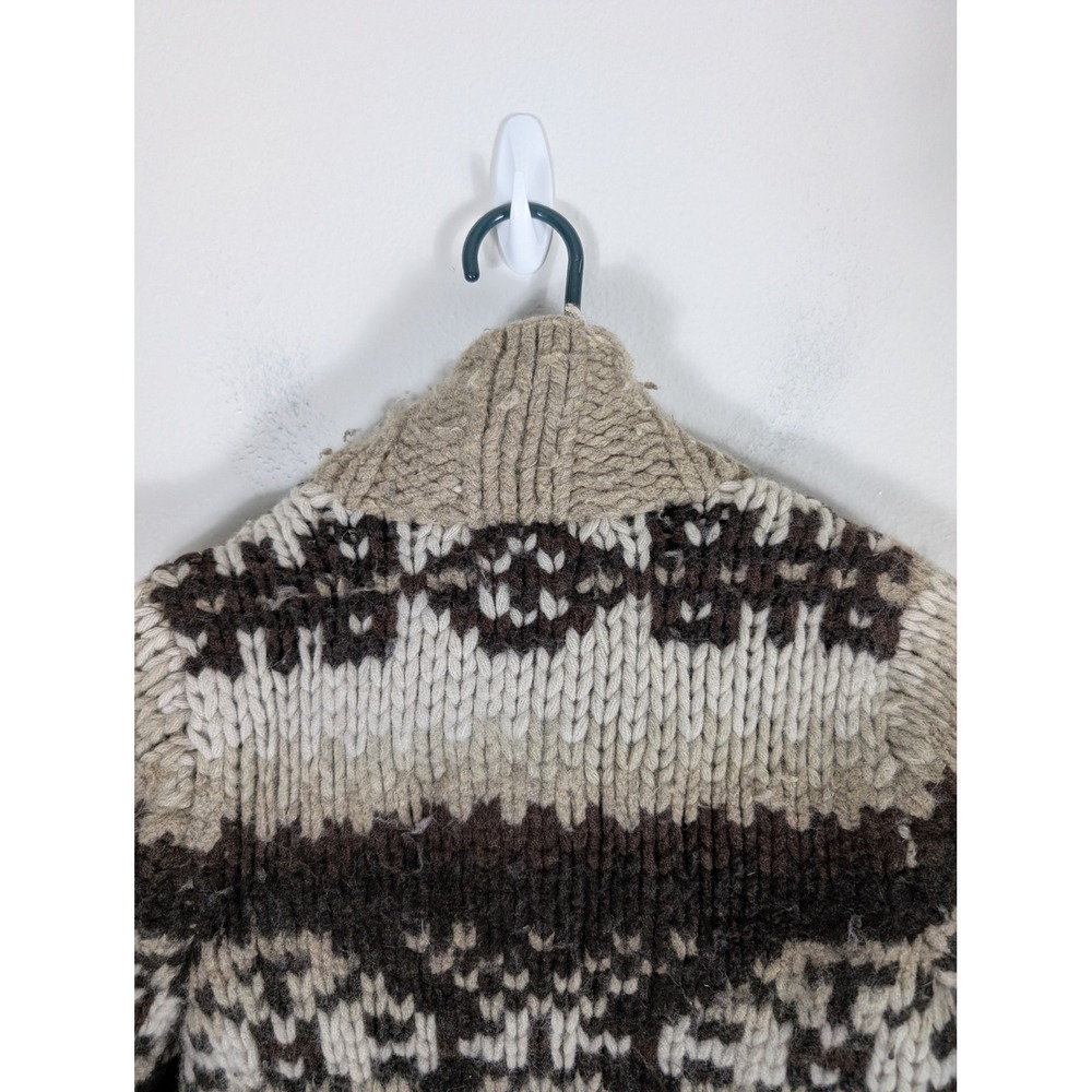 Ezra Fitch Women's Small Abercrombie Hand Knit Wool Fair Isle Cardigan Brown - Picture 11 of 11